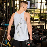 Close-up of Melodic Vibes Tank Top fabric and print design